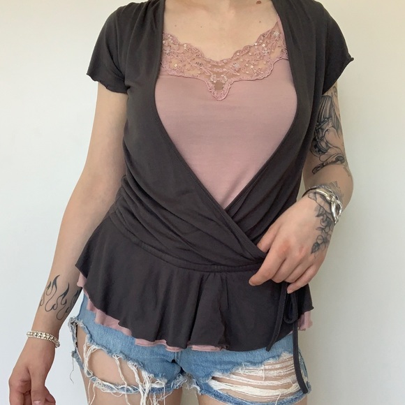 y2k zara blouse with built in sequin cami - Picture 3 of 5